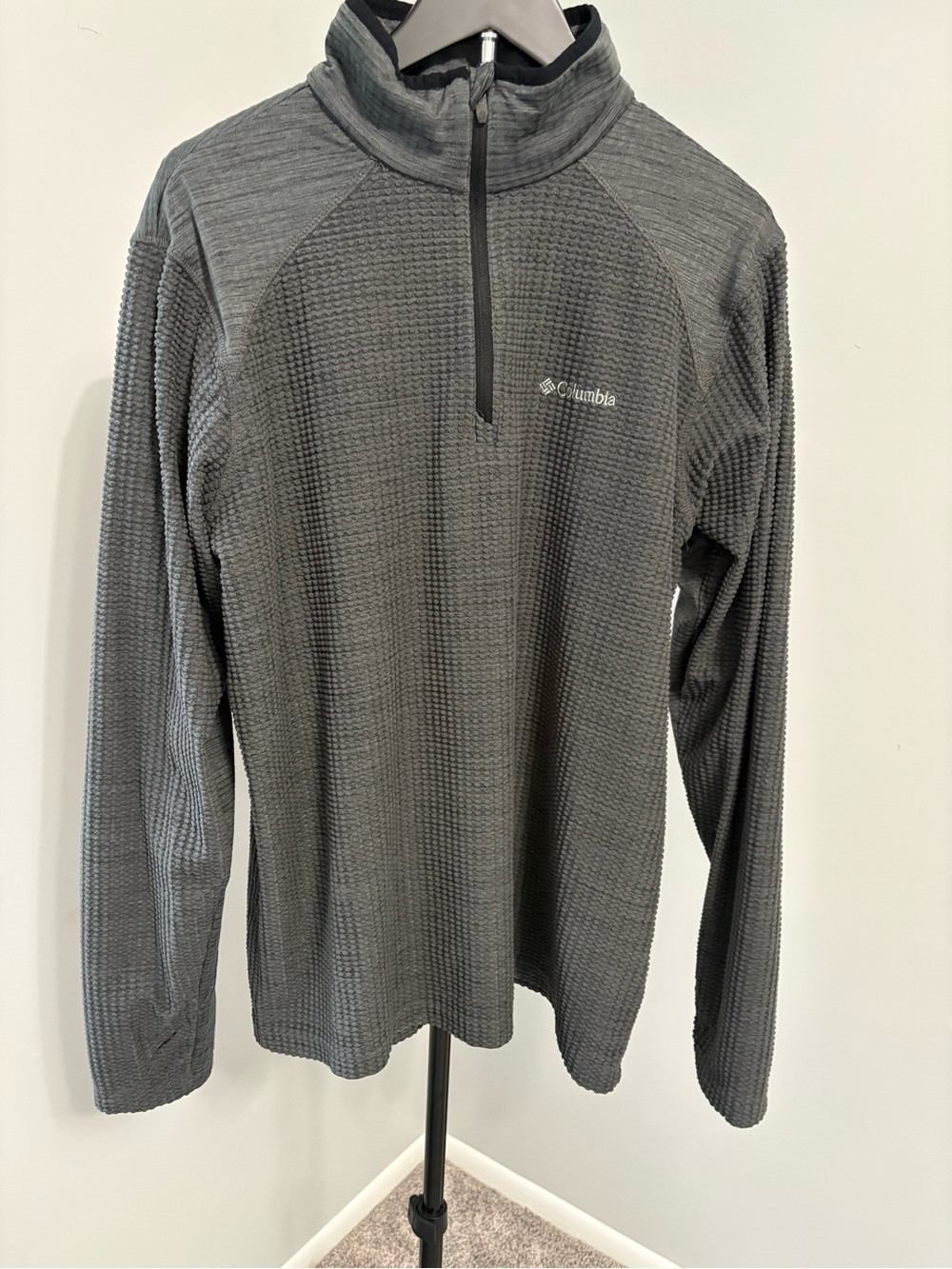 Columbia Mens Waffle Knit Half Zip Pullover Technical Fleece Gorpcore Gray L - Picture 2 of 9